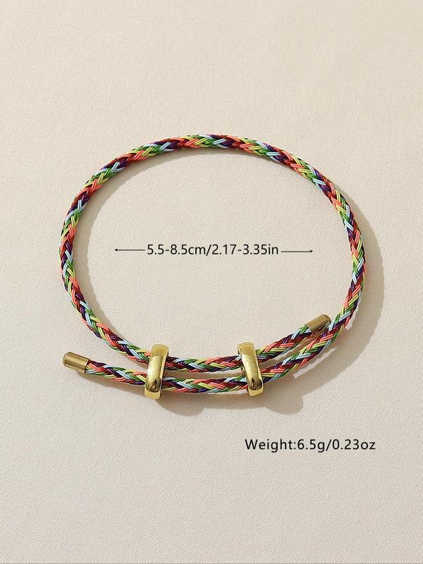 Preppy Style Geometric Design Bracelet, Buckle Single Loop Adjustable Braided Bracelet, Classic Trendy Jewelry for Daily Wear, Creative Holiday Gifts