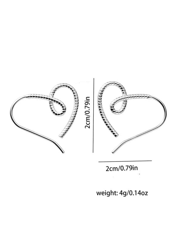 1 Pair Women's Elegant Heart Design Hoop Earrings, Casual Simple Style Plain Color Hoop Earrings, Fashionable Jewelry For Daily & Party Decoration