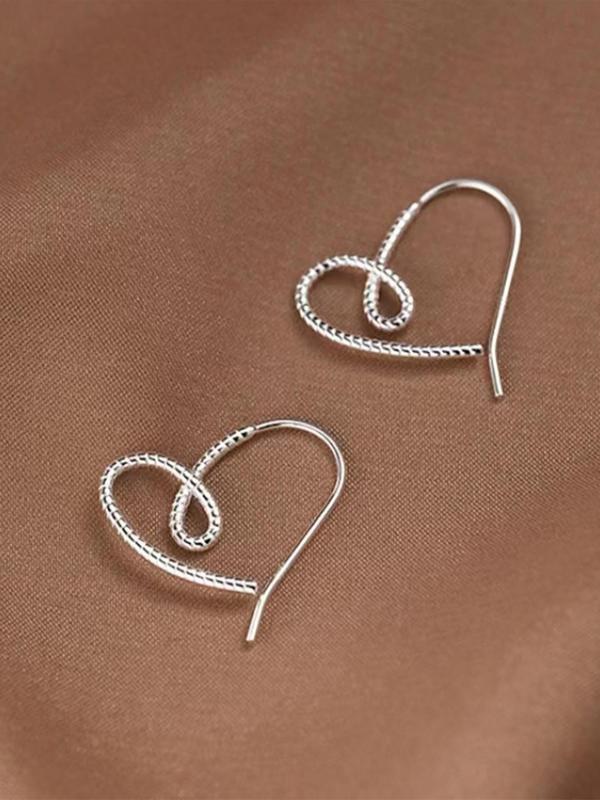 1 Pair Women's Elegant Heart Design Hoop Earrings, Casual Simple Style Plain Color Hoop Earrings, Fashionable Jewelry For Daily & Party Decoration