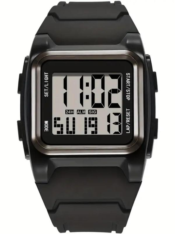 Men's Business Style Square Dial Digital Watch, Fashionable Digital Watch with Alarm & Stopwatch Function, Trendy Watch for Daily Use As Gift for Men Without Box