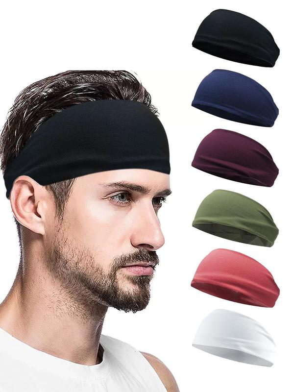 Solid Color High Stretch Hair Band, 6pcs Casual Sports Breathable Hair Band for Men & Women, Fashion Hair Accessories for Daily Wear