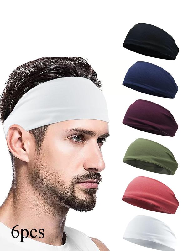 Solid Color High Stretch Hair Band, 6pcs Casual Sports Breathable Hair Band for Men & Women, Fashion Hair Accessories for Daily Wear