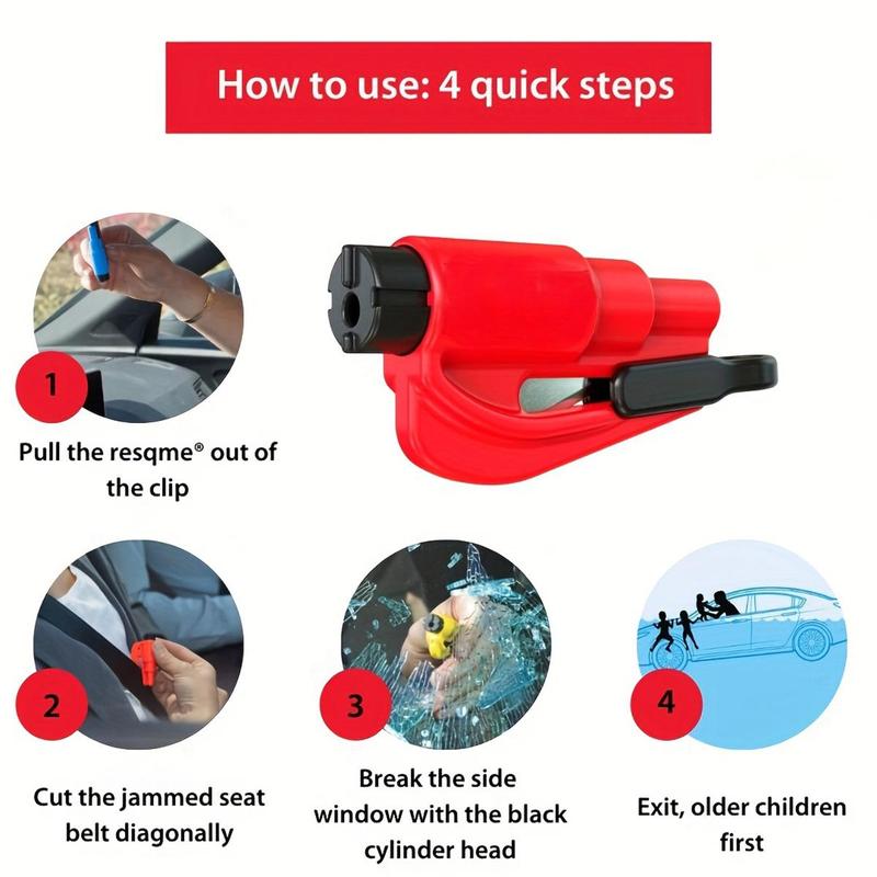 Mini Safety Hammer Keychain, 6 Counts Portable Car Emergency Escape Tool with Window Breaker & Seat Belt Cutter, Universal Car Accessories