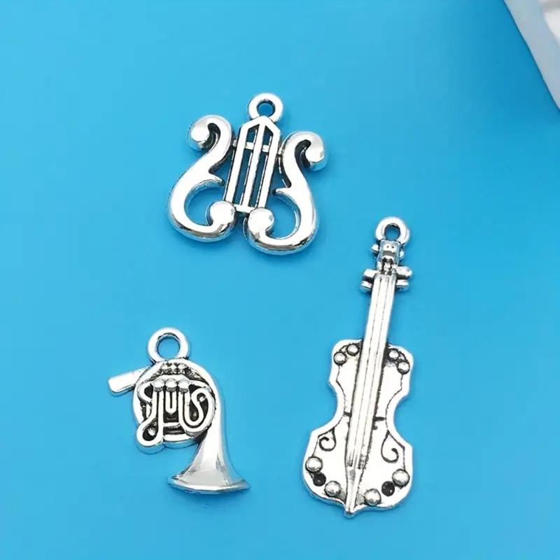 Musical Instrument Charms, 51pcs set Antique Guitar Notes Piano French Horn Saxophone Mix Pendants for DIY Necklace Bracelets Earrings Jewelry Making