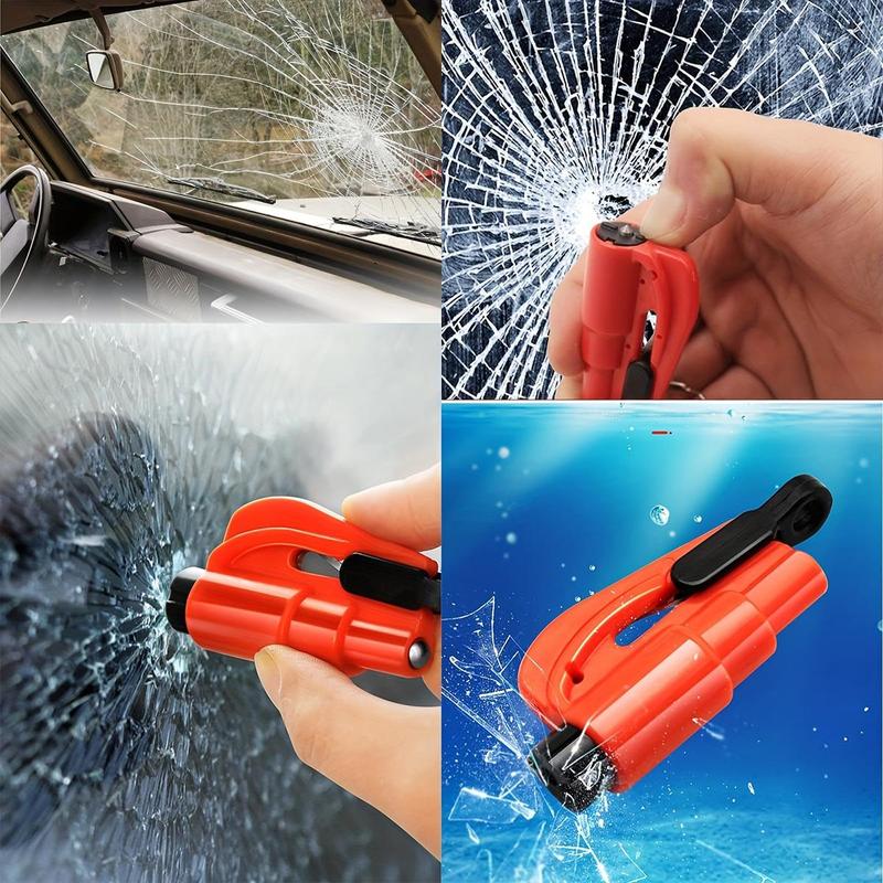 Mini Safety Hammer Keychain, 6 Counts Portable Car Emergency Escape Tool with Window Breaker & Seat Belt Cutter, Universal Car Accessories