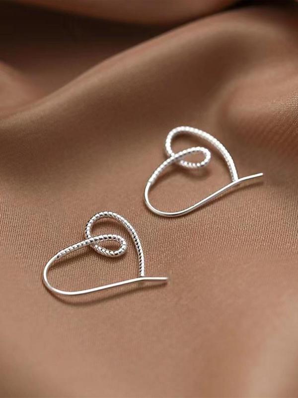 1 Pair Women's Elegant Heart Design Hoop Earrings, Casual Simple Style Plain Color Hoop Earrings, Fashionable Jewelry For Daily & Party Decoration