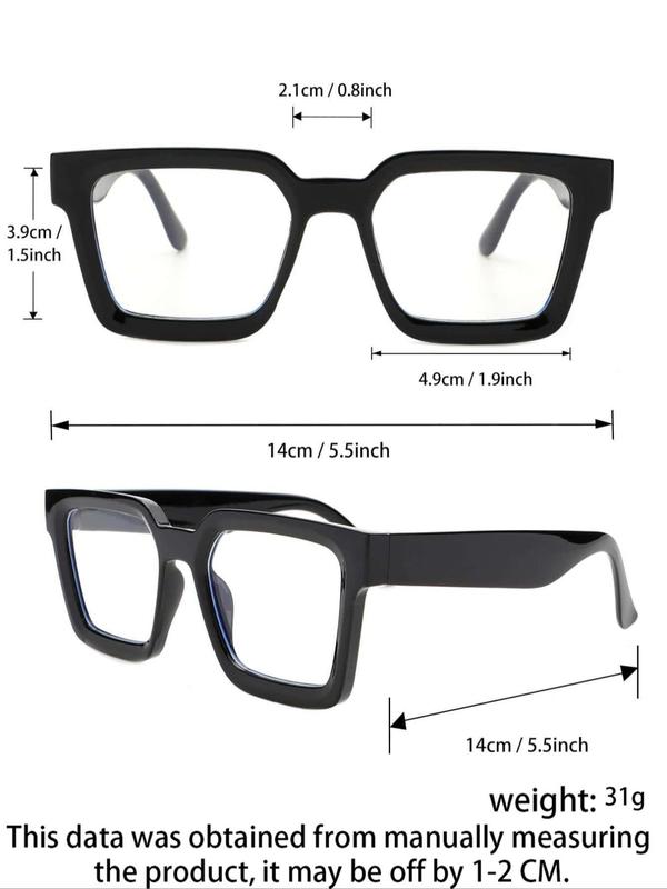 New Trend Plain Color Square & Oval Frame Eyeglasses, 2024 New Style Eyeglasses for Women & Men, Eyeglasses for Work, Daily, Student Back To School