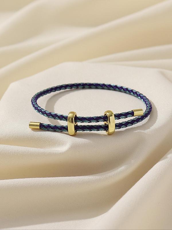 Preppy Style Geometric Design Bracelet, Buckle Single Loop Adjustable Braided Bracelet, Classic Trendy Jewelry for Daily Wear, Creative Holiday Gifts