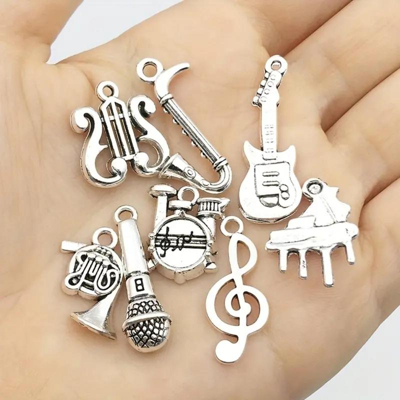 Musical Instrument Charms, 51pcs set Antique Guitar Notes Piano French Horn Saxophone Mix Pendants for DIY Necklace Bracelets Earrings Jewelry Making