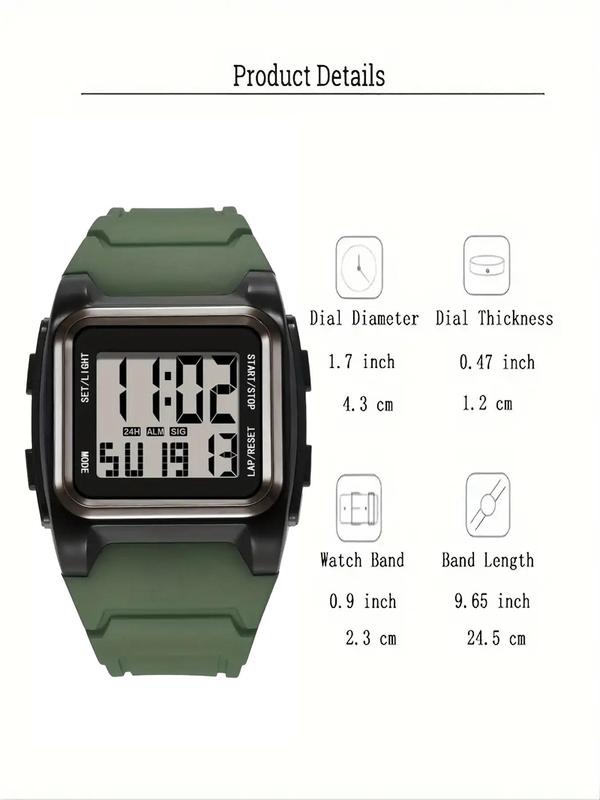 Men's Business Style Square Dial Digital Watch, Fashionable Digital Watch with Alarm & Stopwatch Function, Trendy Watch for Daily Use As Gift for Men Without Box