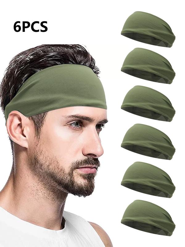 Solid Color High Stretch Hair Band, 6pcs Casual Sports Breathable Hair Band for Men & Women, Fashion Hair Accessories for Daily Wear