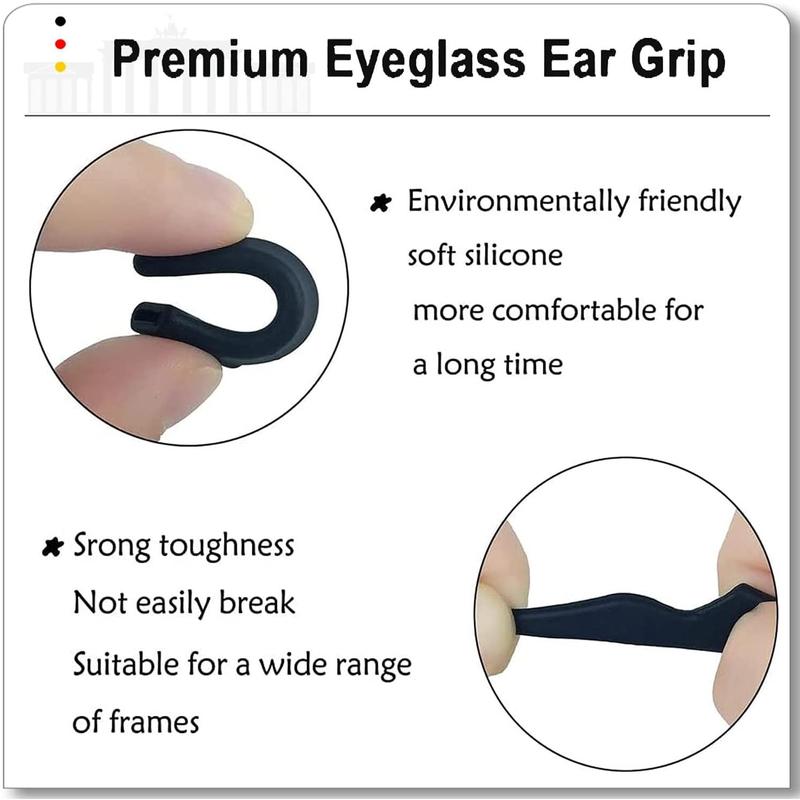 Eyeglass Ear Grips - 18 Pairs Glasses Anti-Slip, Comfortable Silicone Elastic Eyeglasses Temple Tips Sleeve Retainer, Prevent Eyewear Sunglasses Spectacles Glasses Slipping (Black-2)