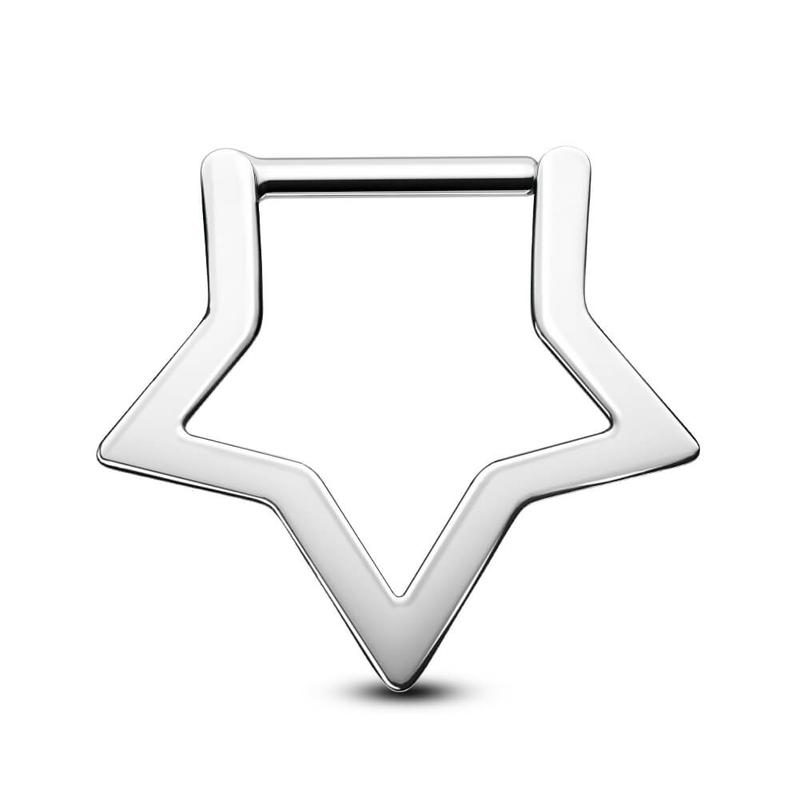 OUFER Titanium Star Clicker Septum Ring - 16G 14G