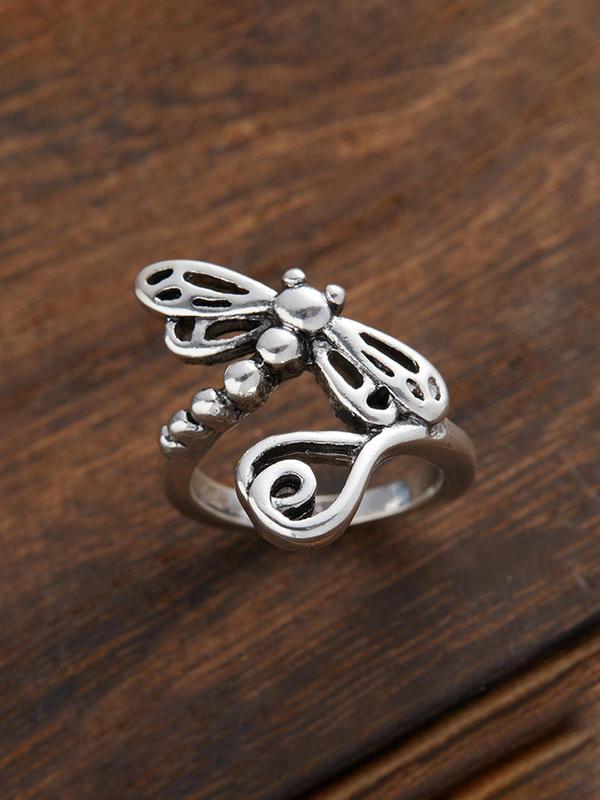 Hollow Out Dragonfly Design Ring, Vintage Creative Ring for Women, Fashion Jewelry for Party, Daily Clothing Decor, Trendy All-match & Exquisite Jewelry for Gift