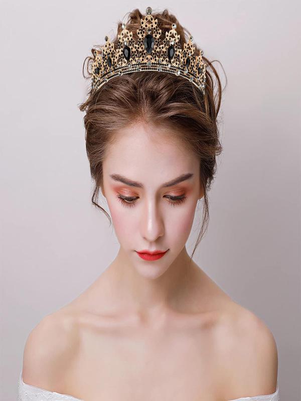 Elegant Artificial Gemstone Decorated Crown, Fashionable Tiaras for Wedding Bridal Party Formal Occasions, Fashion Hair Accessories for Women