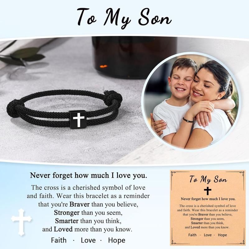 Cross Bracelet,Gift for Son,a perfect Gift from Mom,Birthday Graduation Easter Gifts