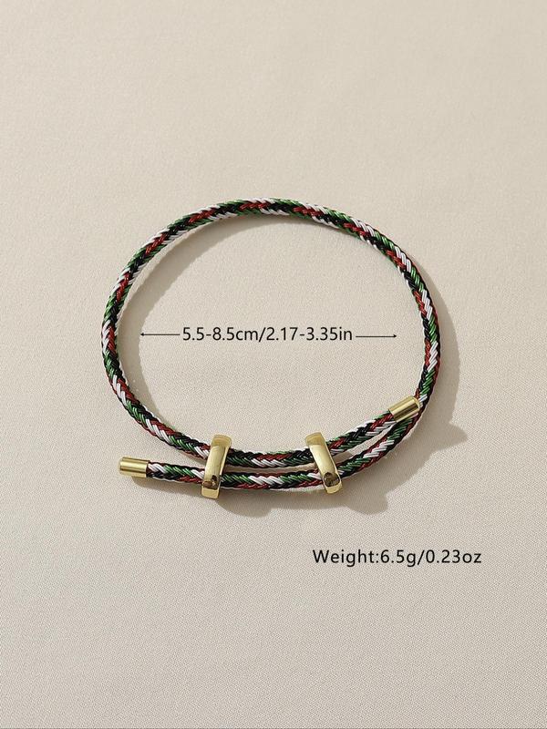 Preppy Style Geometric Design Bracelet, Buckle Single Loop Adjustable Braided Bracelet, Classic Trendy Jewelry for Daily Wear, Creative Holiday Gifts