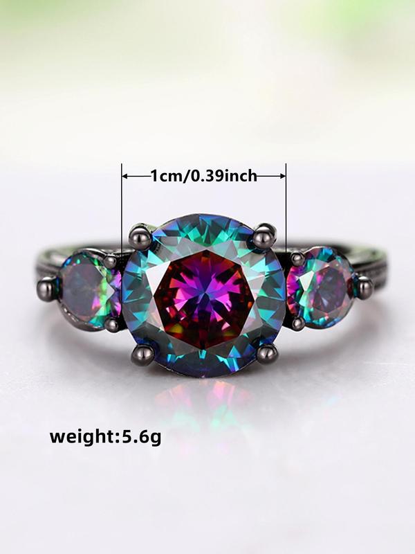 Women's Elegant Rhinestone Decor Wedding Ring, Trendy Exquisite Engagement Ring, Chic Luxury Jewelry As Gift for Girlfriend