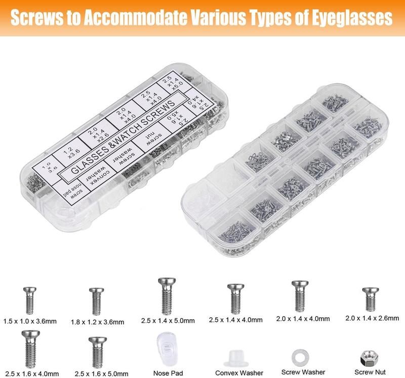 Eyeglasses Repair Kit, Sunglasses Repair Kit with Precision Screwdrivers, Nose Pads, Screws, Tweezer, Cleaning Cloth for Glasses, Sunglass, Watch Clock Spectacle Repair