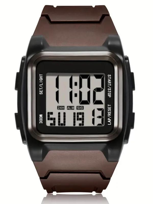 Men's Business Style Square Dial Digital Watch, Fashionable Digital Watch with Alarm & Stopwatch Function, Trendy Watch for Daily Use As Gift for Men Without Box