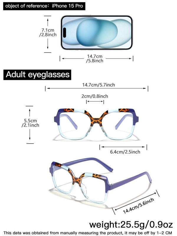 Unisex Fashionable Colorblock Frame Glasses, Casual Trendy Square Frame Eyeglasses for Everyday Use, Fashion Accessories for Outdoor Activities