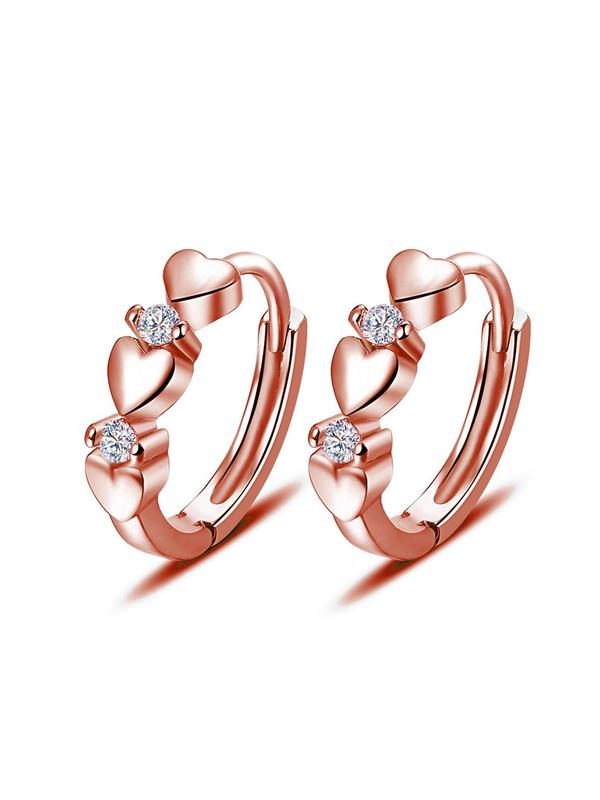 Cute Rhinestone Decor Heart Shaped Earrings As Gift for Girlfriend, Elegant Fashion Hoop Earrings, Anniversary Wedding Party Vintage Jewelry As Gifts for Women