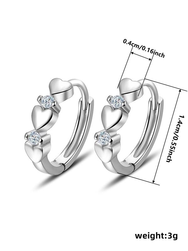 Cute Rhinestone Decor Heart Shaped Earrings As Gift for Girlfriend, Elegant Fashion Hoop Earrings, Anniversary Wedding Party Vintage Jewelry As Gifts for Women