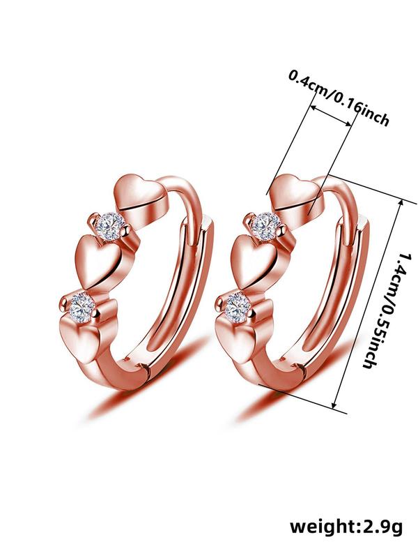 Cute Rhinestone Decor Heart Shaped Earrings As Gift for Girlfriend, Elegant Fashion Hoop Earrings, Anniversary Wedding Party Vintage Jewelry As Gifts for Women