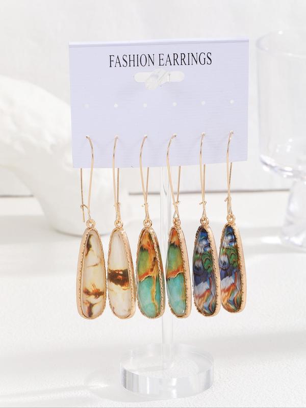 Fashionable Water Drop Shaped Dangle Earrings (3 Pairs), Elegant Jewelry for Women, Daily Clothing Decor, Trendy All-match & Exquisite Jewelry for Birthday Gift