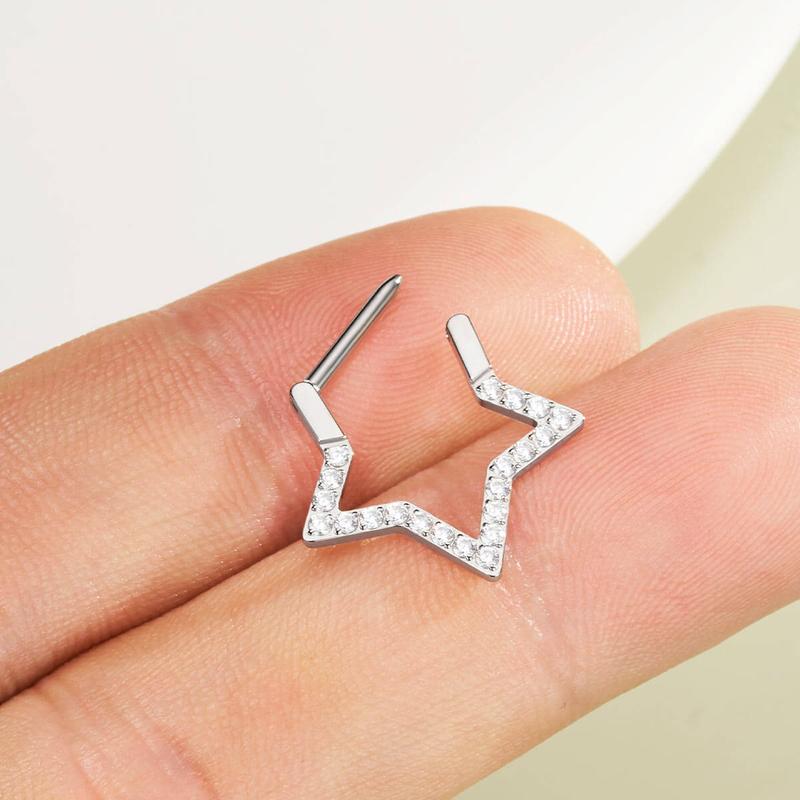 OUFER Titanium Star Clicker Septum Ring - 16G 14G