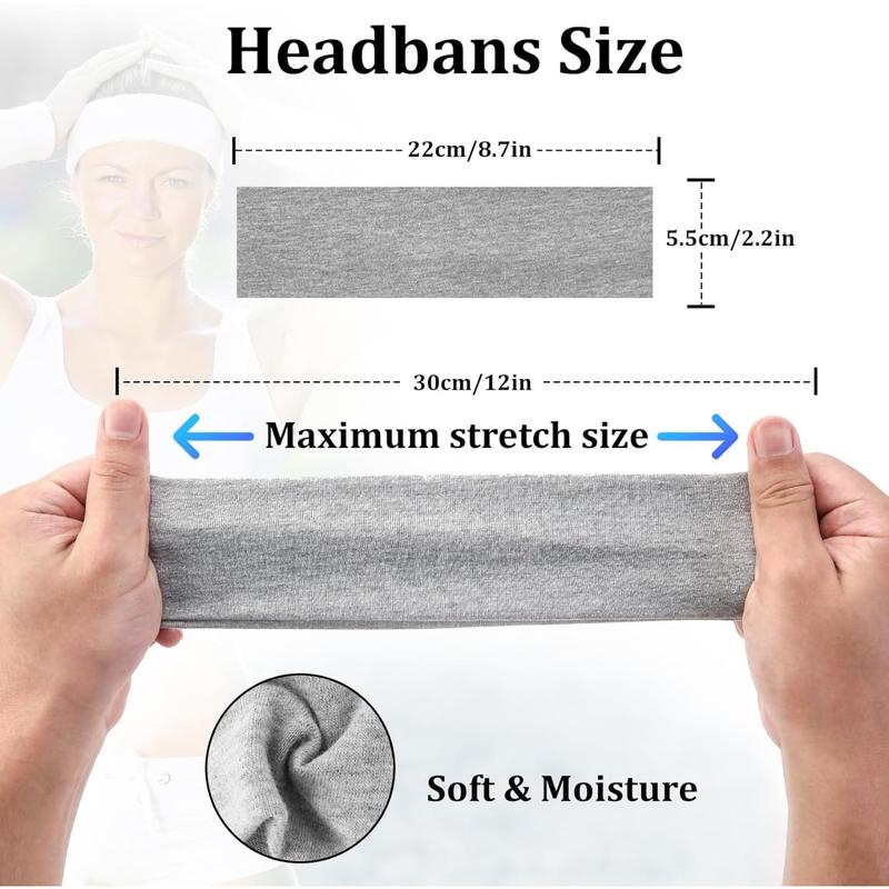 8 Pack Headbands for Women Non Slip Head Bands for Women's Hair Fashion Workout Thick Elastic Sweat Hair Bands Soft Fabric Sport Hair Warp for Yoga Running Cycling Fitness Tennis Daily