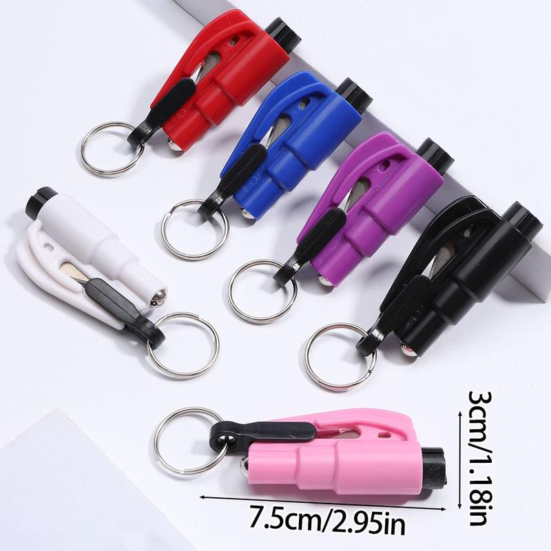 Mini Safety Hammer Keychain, 6 Counts Portable Car Emergency Escape Tool with Window Breaker & Seat Belt Cutter, Universal Car Accessories