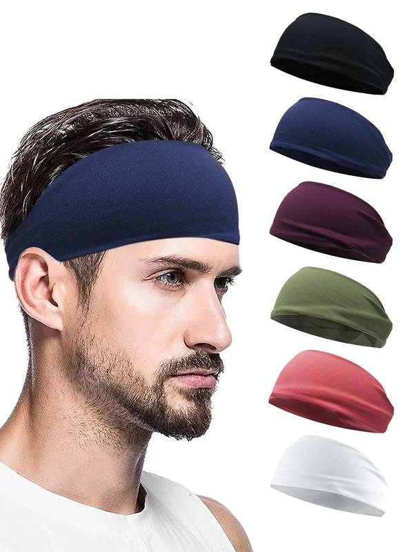 Solid Color High Stretch Hair Band, 6pcs Casual Sports Breathable Hair Band for Men & Women, Fashion Hair Accessories for Daily Wear