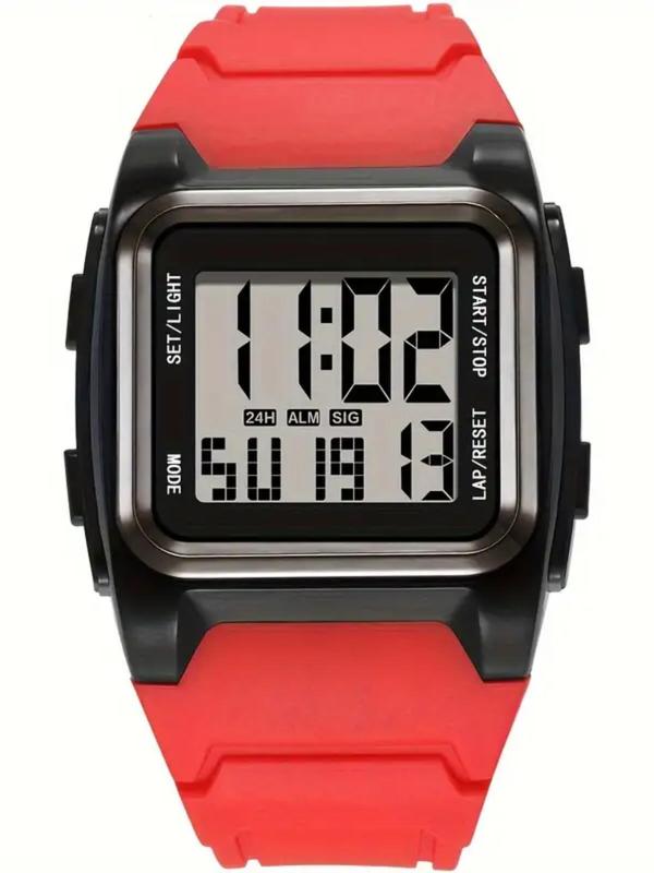 Men's Business Style Square Dial Digital Watch, Fashionable Digital Watch with Alarm & Stopwatch Function, Trendy Watch for Daily Use As Gift for Men Without Box