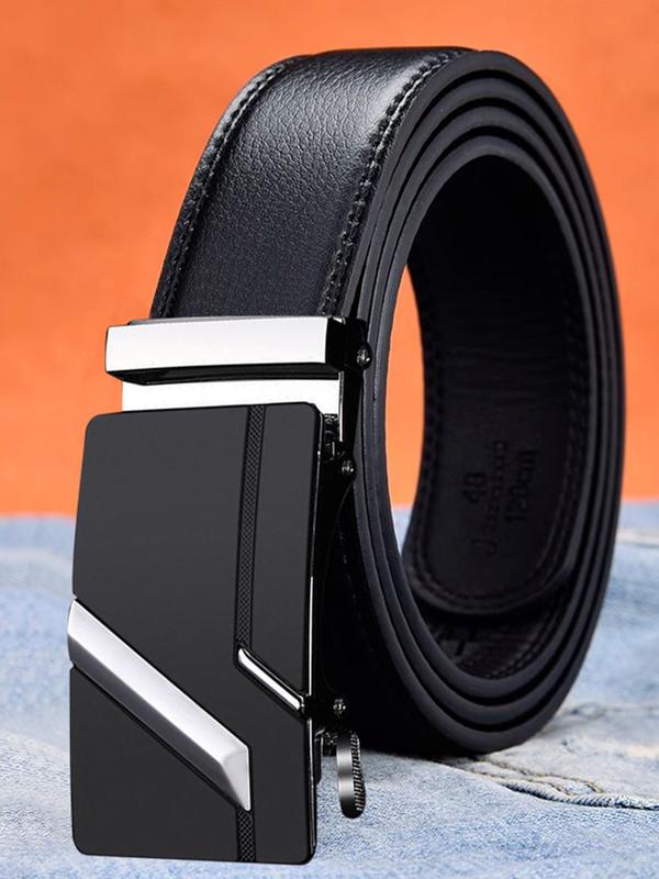 Men's Plain Color Business Pu Leather Belts As Gift, Adjustable Waist Designer Belt , Clothes Accessories for Work & Daily Use Summer