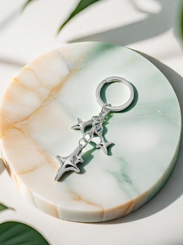 Starfish & Cross Design Keychain, Fashionable Keychain for Women & Men, Trendy All-match & Exquisite Keychain for Birthday Gift