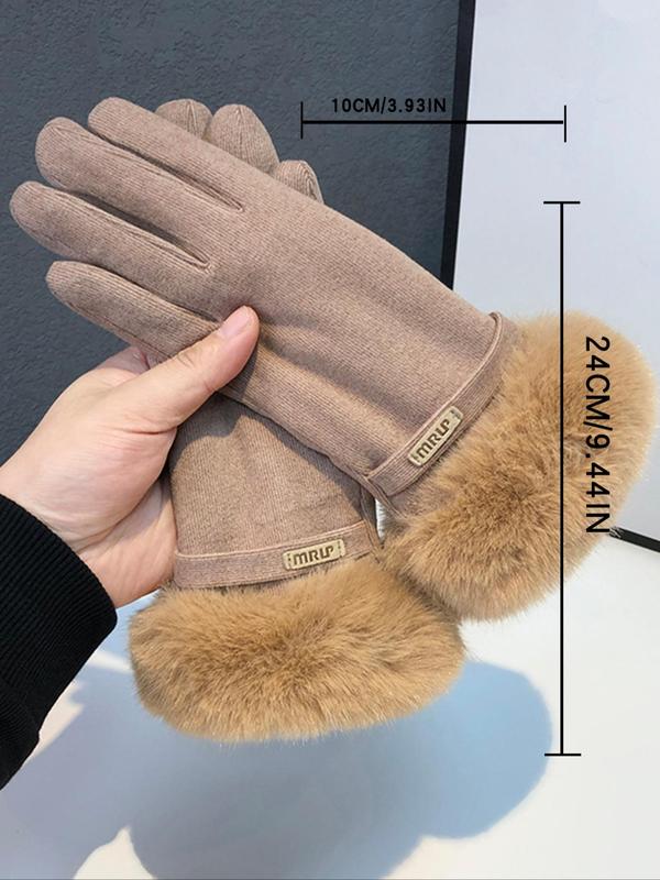 Women's Solid Color Touch Screen Thermal Lined Gloves, Elegant Fashionable Warm Gloves for Fall & Winter, Women's Gloves for Outdoor Activities