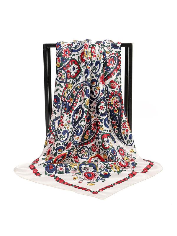 Women's Elegant Floral & Paisley Print Scarf, Exquisite Trendy Square Scarf Multifunctional Hair Band, Fashionable Scarf for Daily & Party Decoration