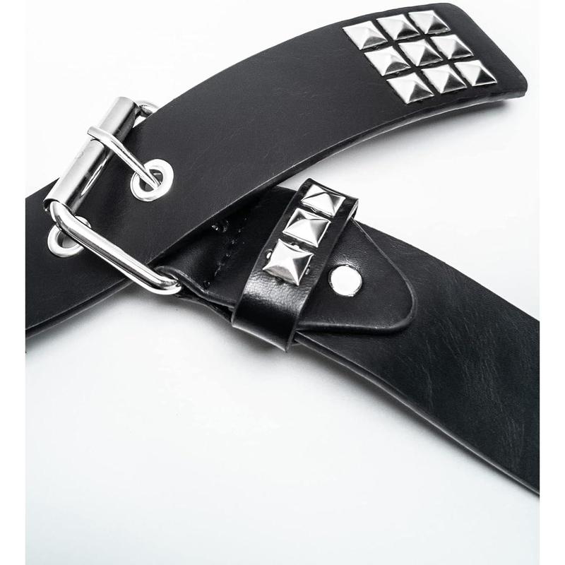 Punk Studded Belt for Women Rock Threads Goth Stud Pyramid Gothic Clothing (Black), Steudded Belt, 110 CM length