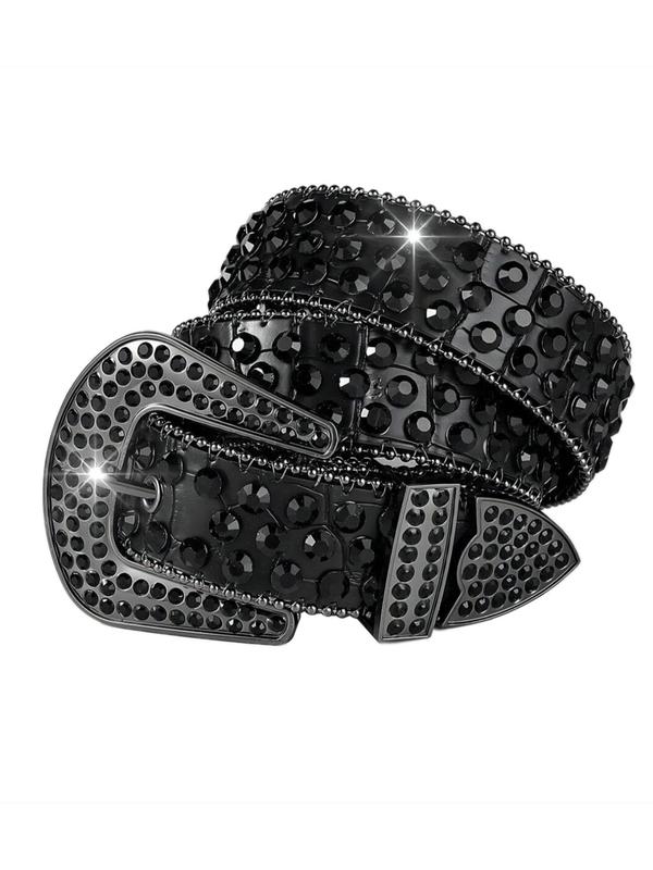 Rhinestone Decorated Belt, Fashionable Punk Style Belt for Women & Men, Trendy All-match & Exquisite Belt for Birthday Gift