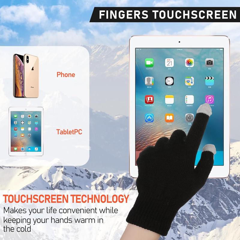 Winter Touch Screen Gloves Stretch Knitted Gloves Warm Windproof Mittens Elastic Cuff Texting Gloves for Men Women