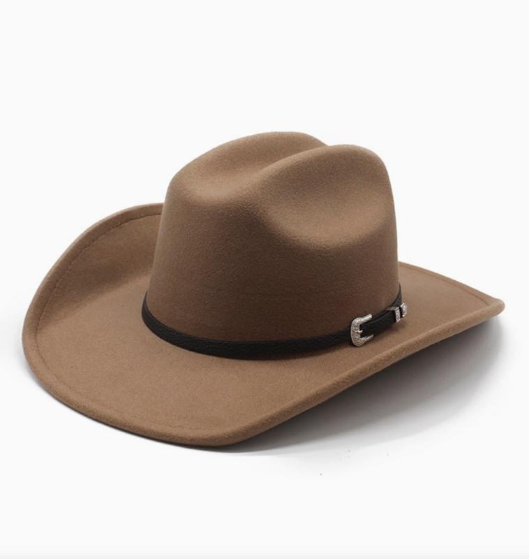 Men Women Western Cowboy Hat with Belt Winter Autumn Church Jazz Elegant Cowgirl Sombrero Caps