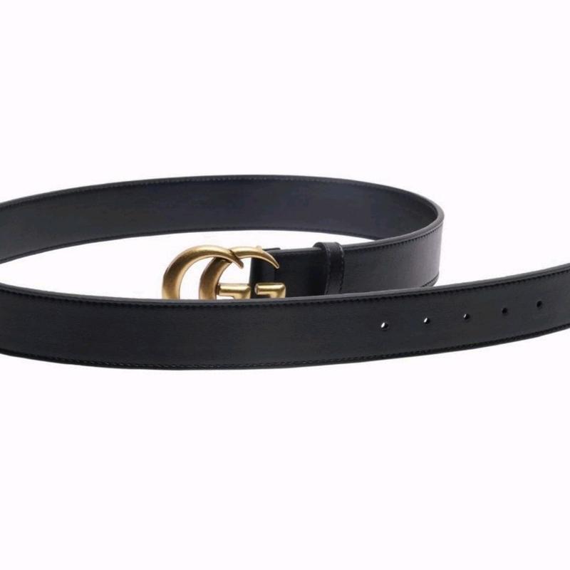 Unisex Black Leather Belt with Gold Buckle for Fashion Accessory - Handmade Classic Design