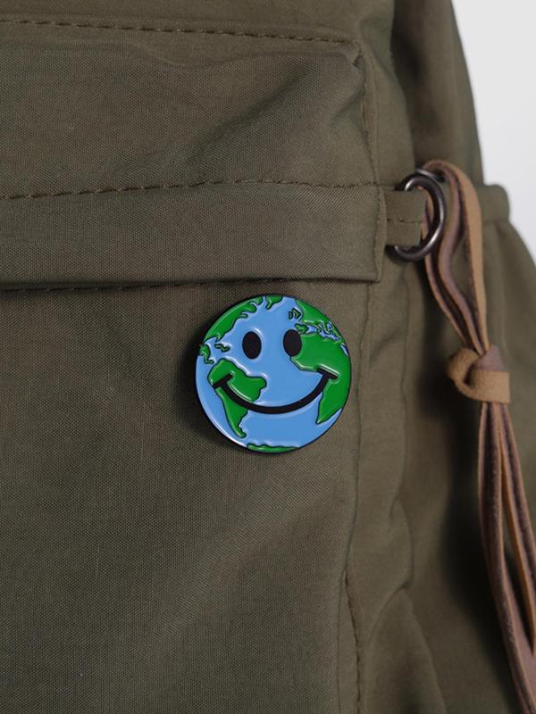 Earth Smile Design Brooch Pin, Fashionable Alloy Badge for Women & Men, Fashion Brooch for Daily Clothing Decor, Trendy All-match & Exquisite Brooch for Birthday Gift