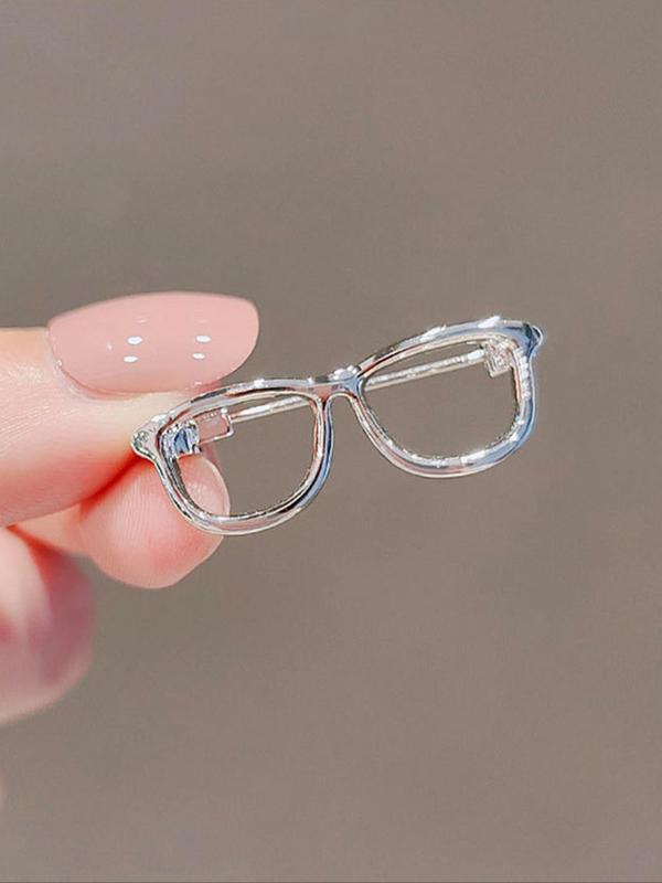 Women's Alloy Glossy Plain Color Eyeglasses Frame Brooch, Cute Trendy Collar Clip, Fashionable Clothes Accessories for Daily Decoration