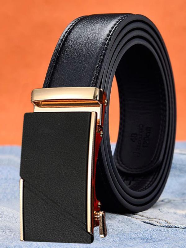 Men's Plain Color Business Pu Leather Belts As Gift, Adjustable Waist Designer Belt , Clothes Accessories for Work & Daily Use Summer