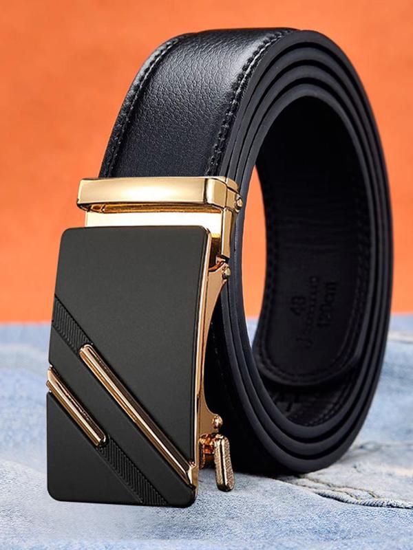 Men's Plain Color Business Pu Leather Belts As Gift, Adjustable Waist Designer Belt , Clothes Accessories for Work & Daily Use Summer