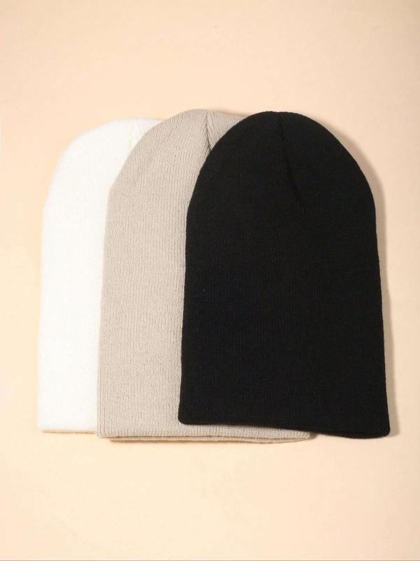 Solid Color Beanie Hat, Casual Soft Comfortable Beanie Hat for Fall & Winter, Warm and Stylish Beanie for Women & Men