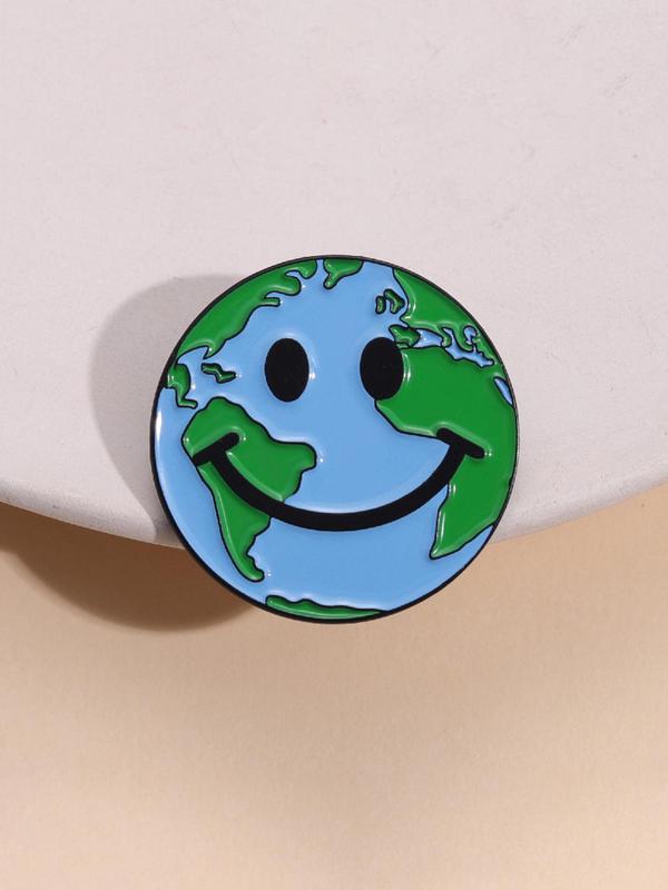 Earth Smile Design Brooch Pin, Fashionable Alloy Badge for Women & Men, Fashion Brooch for Daily Clothing Decor, Trendy All-match & Exquisite Brooch for Birthday Gift