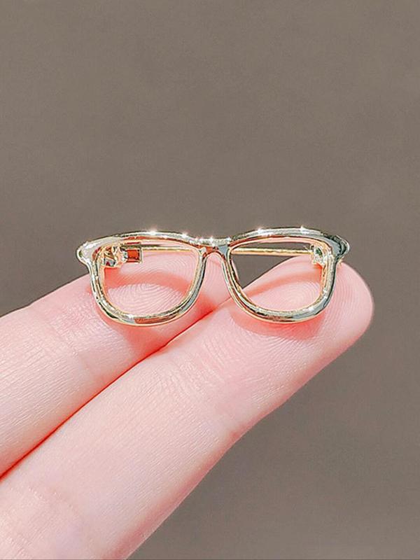 Women's Alloy Glossy Plain Color Eyeglasses Frame Brooch, Cute Trendy Collar Clip, Fashionable Clothes Accessories for Daily Decoration